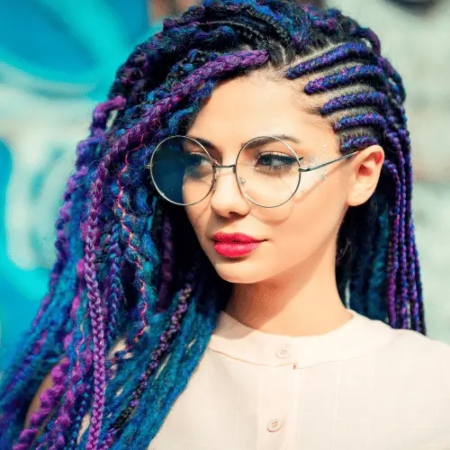 Purple Dyed Dreads With Braids dyed dreads