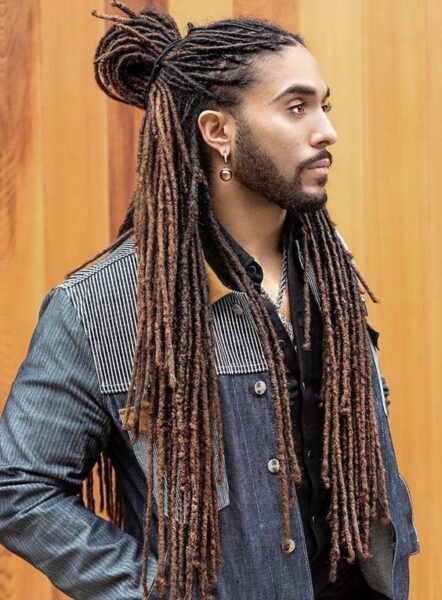 halfup half down Dreads with Fade